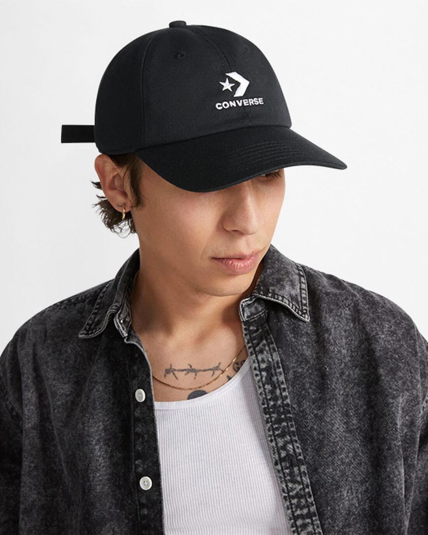 Men's Converse Logo Lock-Up Baseball Hats Black | AU 964E0M